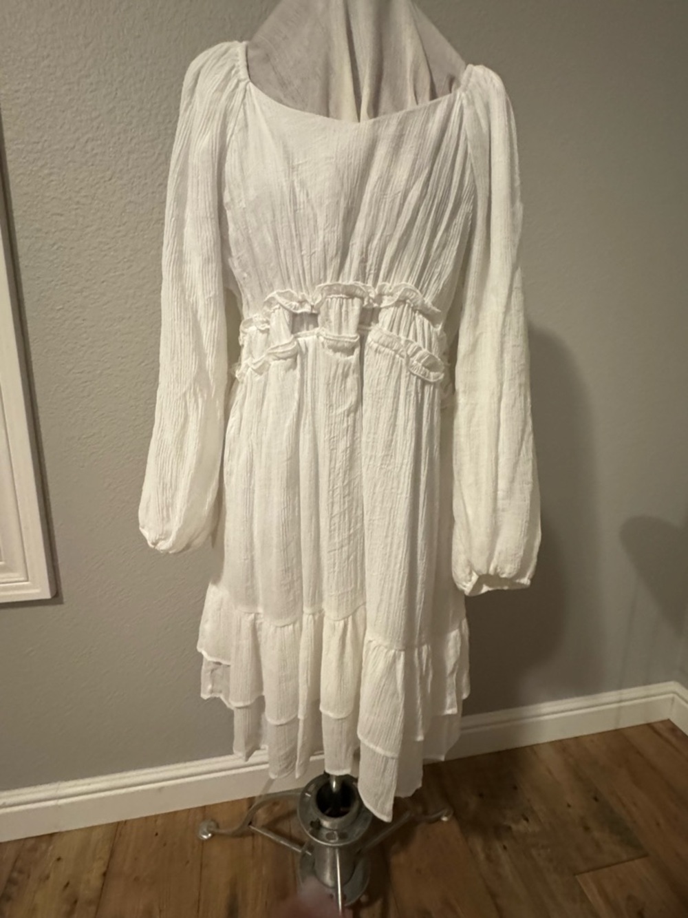 Mikarose White Textured Ruffled Top